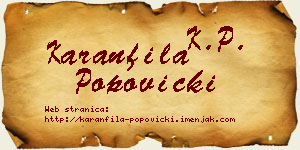Karanfila Popovicki vizit kartica